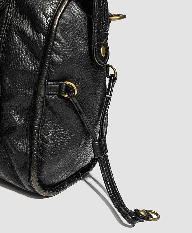 Schwarze Lederhandtasche