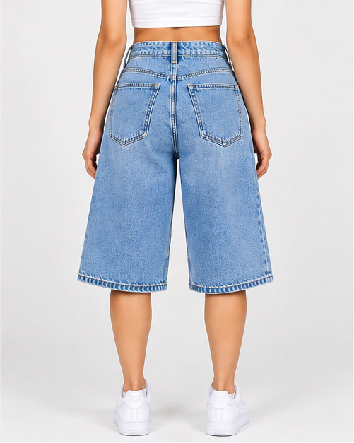 Denim Jorts – High-Waisted Long Bermuda Jeans