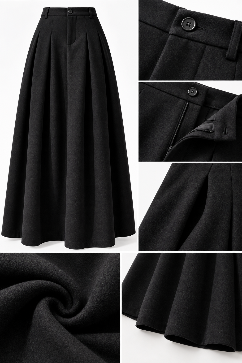 Wool Pleated Maxi Skirt