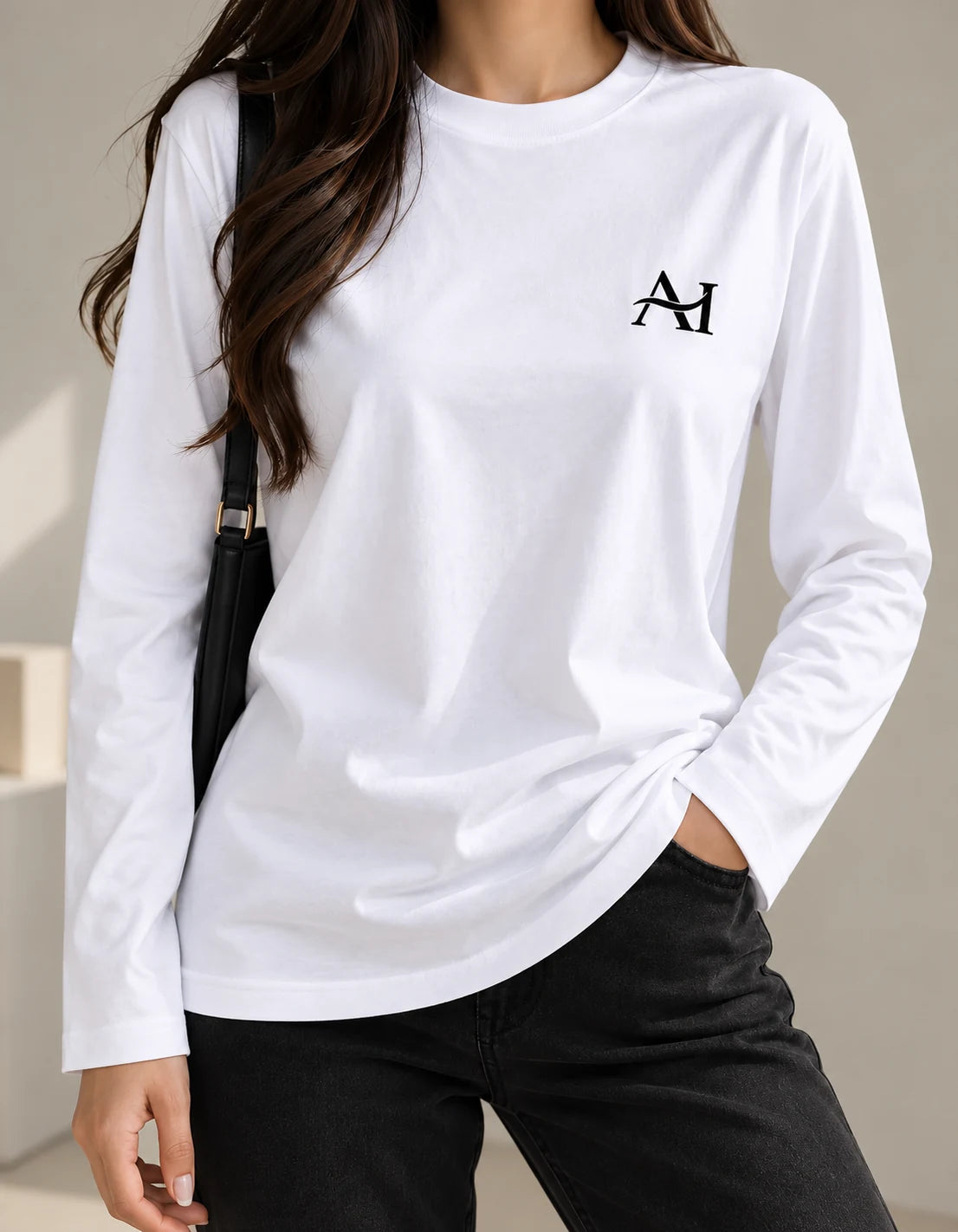 T-shirt blanc essentiel à manches longues