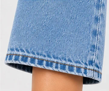 Denim Jorts – High-Waisted Long Bermuda Jeans