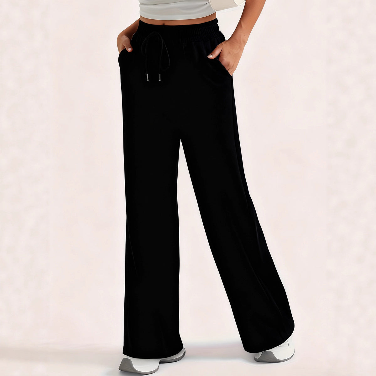 Ladies' wide leg pants, high waisted loose fit slimming pants