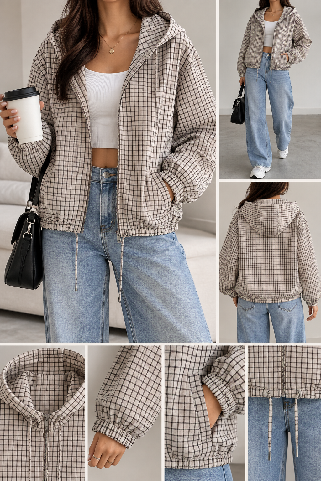 Plaid Hooded Jacket