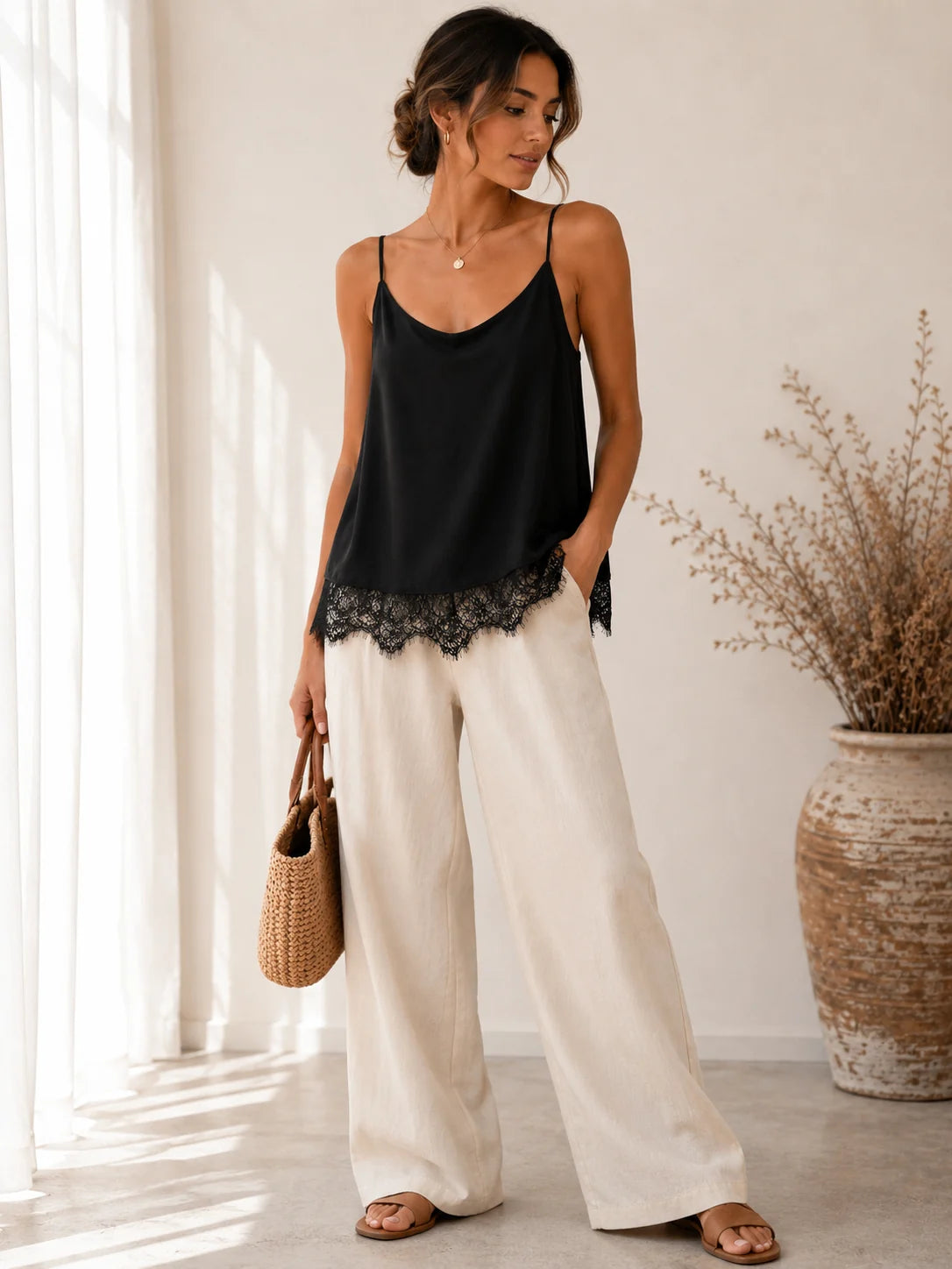 Noir Lace Cami Top