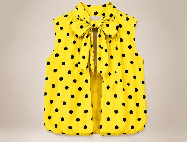 Sans manches à pois jaunes