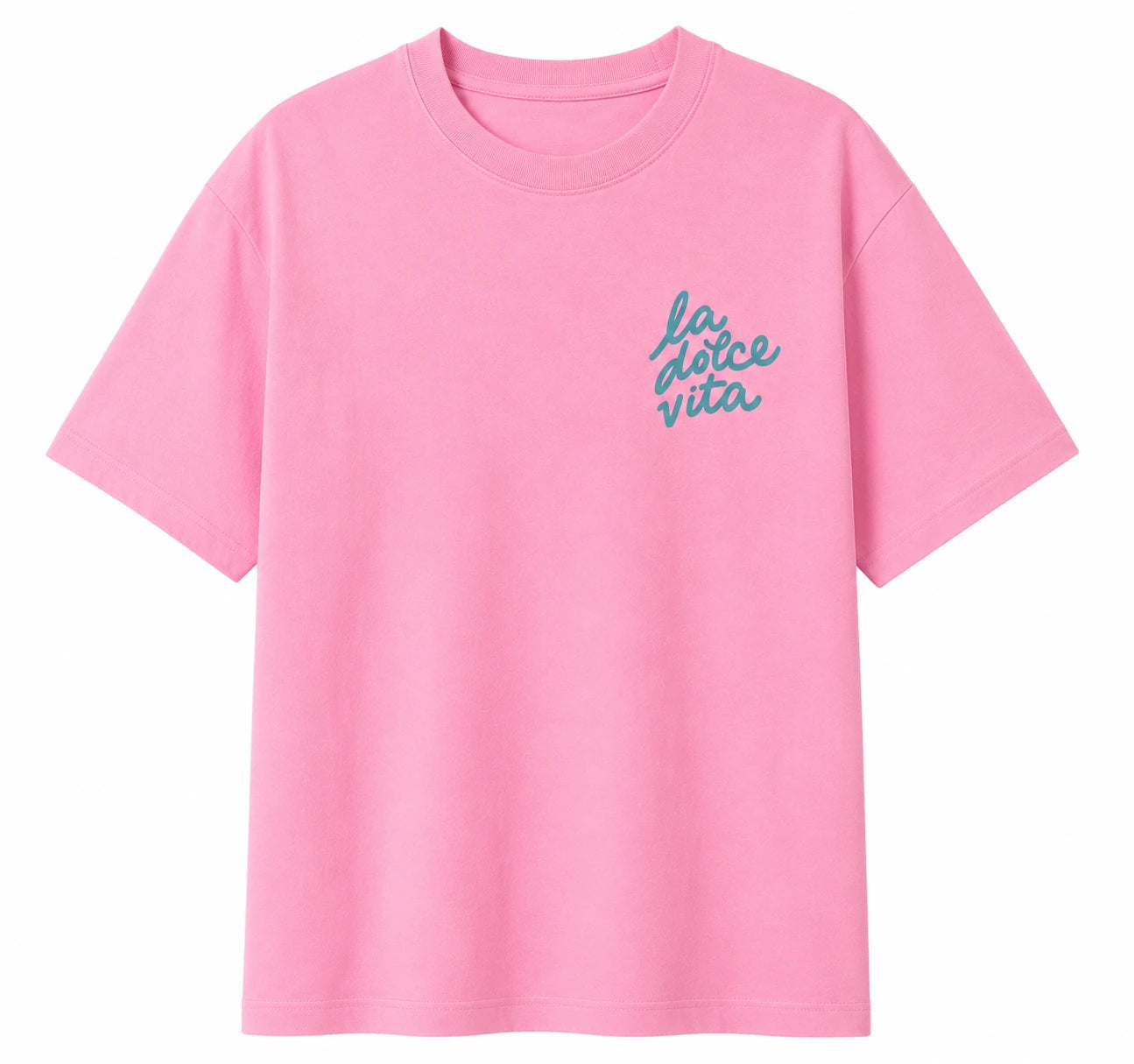 La Dolce Vita Oversized Pink Graphic Tee