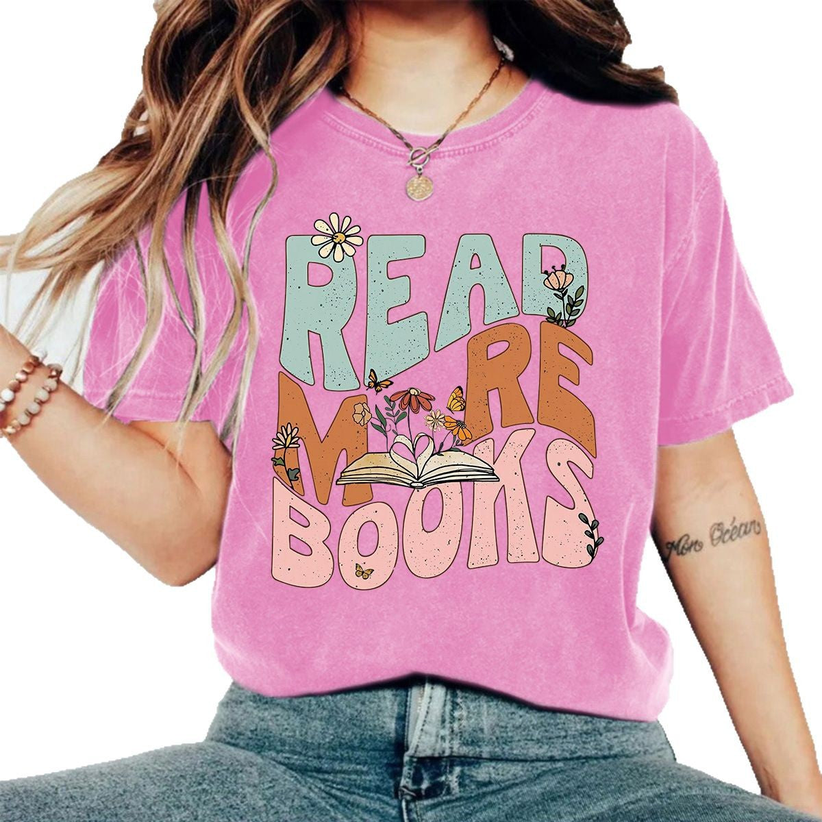 Acid Wash T-shirts with Read MRE BOOKS Printing