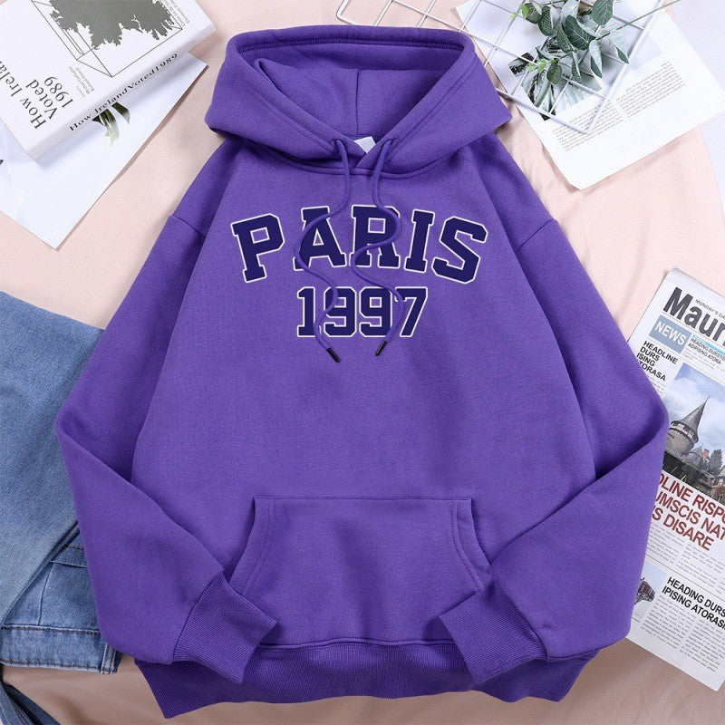 Paris Street City Letter Print Women Hoodie