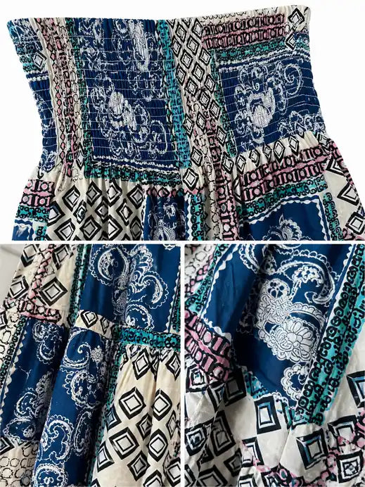 Bohemian Maxirock mit Patchwork-Print – Königsblau
