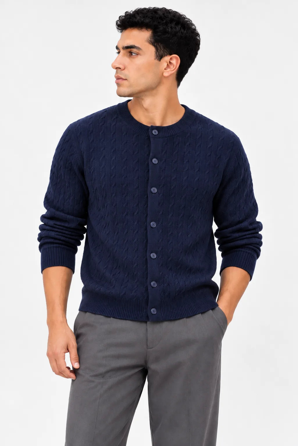 Cable Knit Button Cardigan