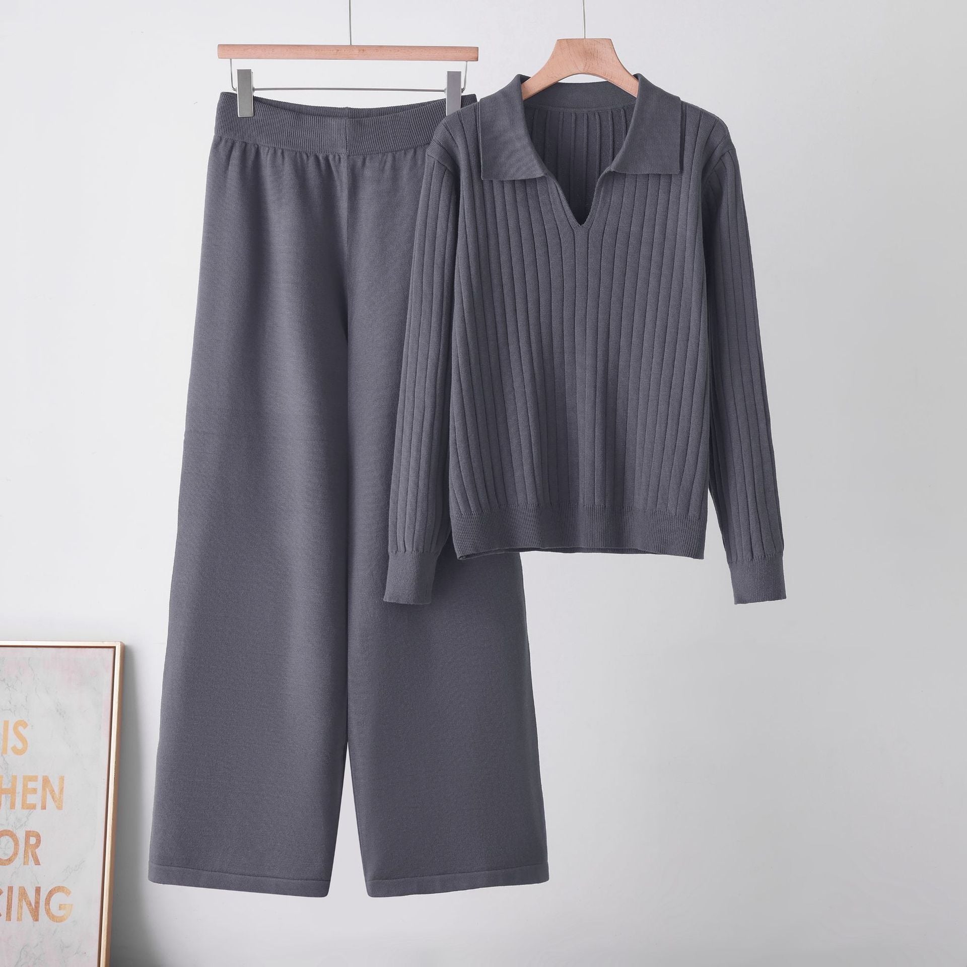 Polo Neck Sweater Set For Women