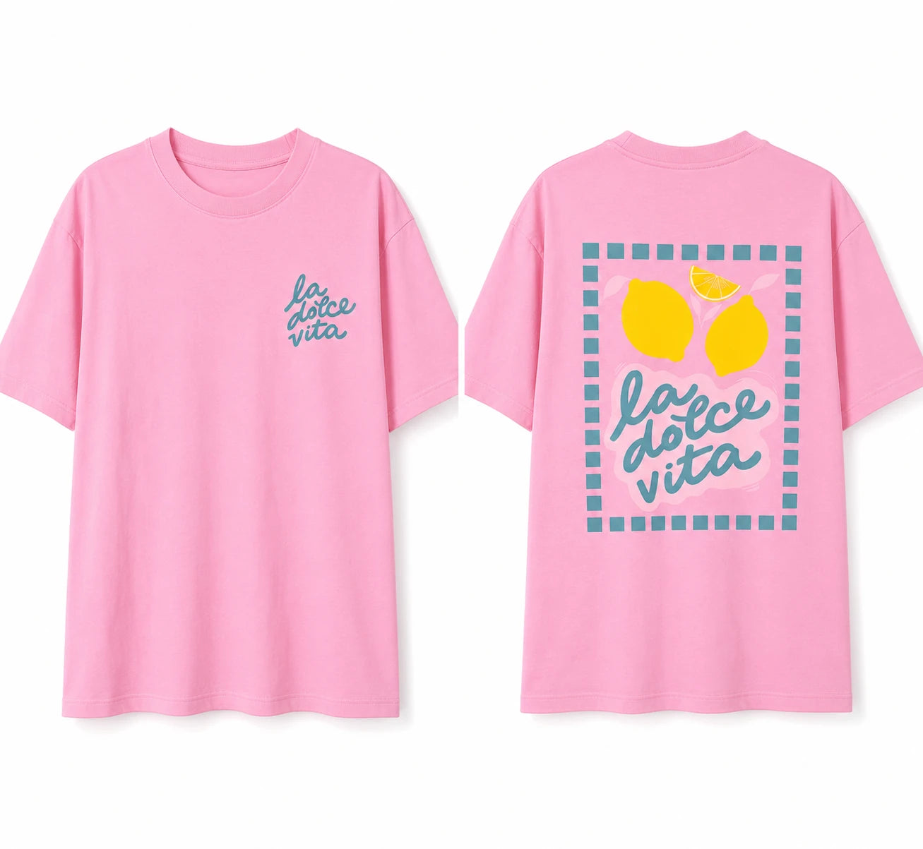 La Dolce Vita Oversized Pink Graphic Tee