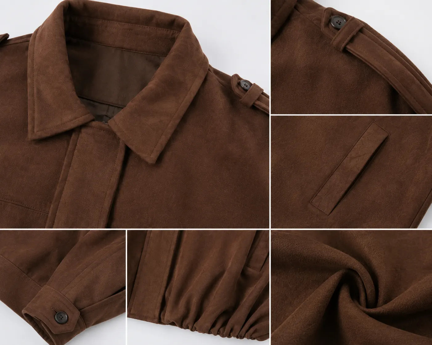 Brown Suede-Style Oversized Jacket