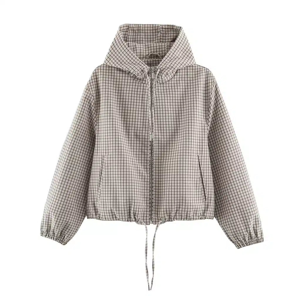 Karierte Kapuzenjacke
