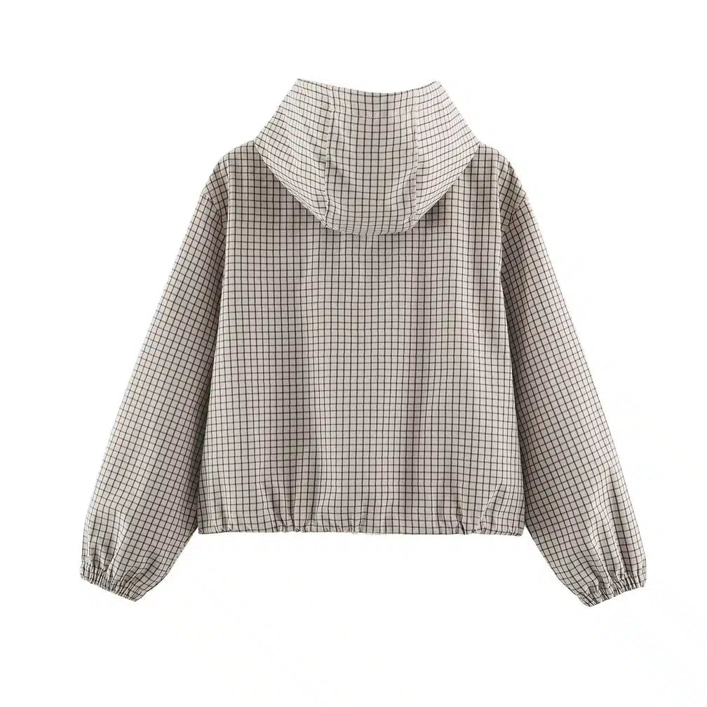 Karierte Kapuzenjacke