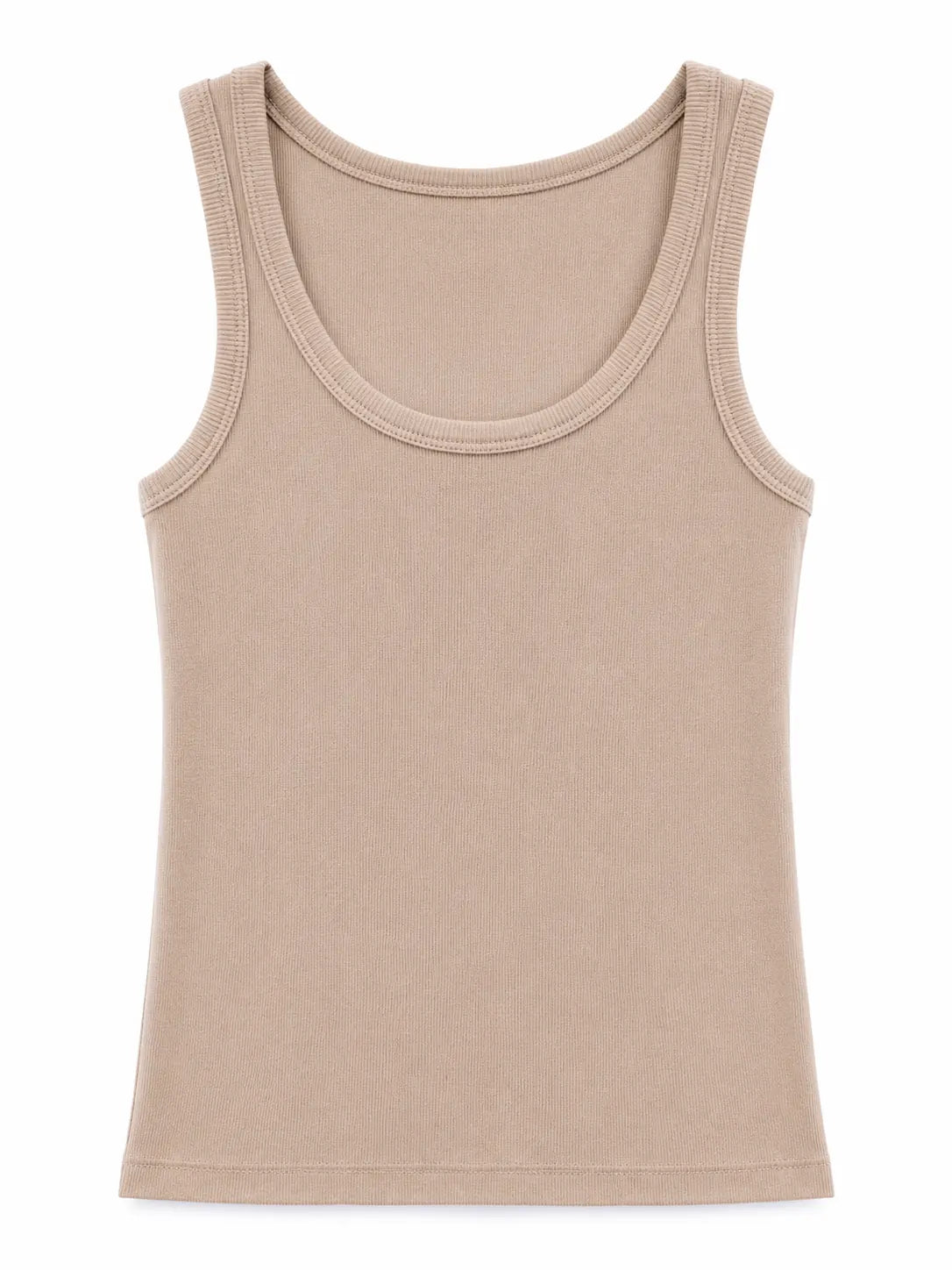 Ribbed Cotton Tank Top Beige