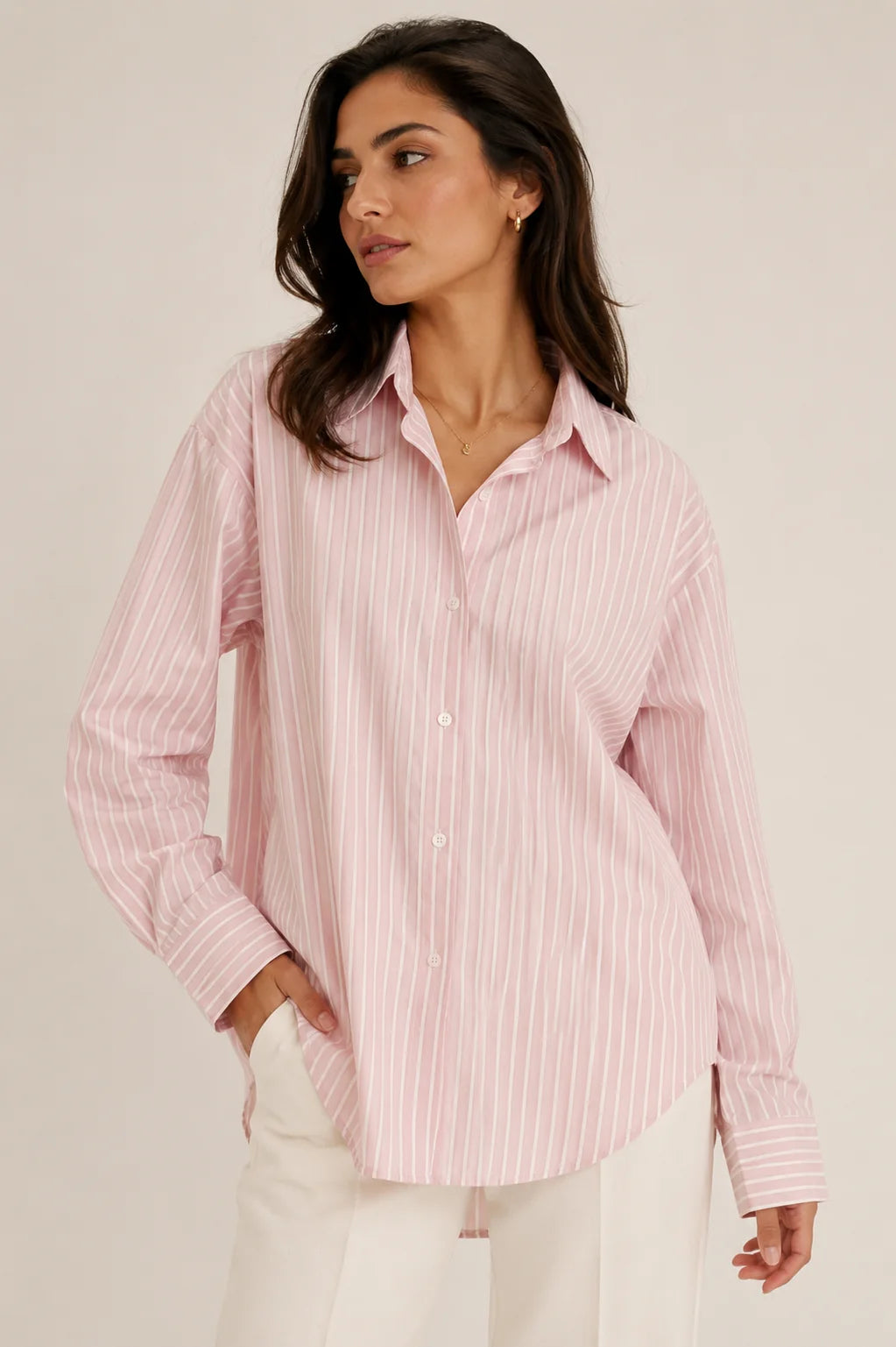 Pink Striped Oversized Shirt