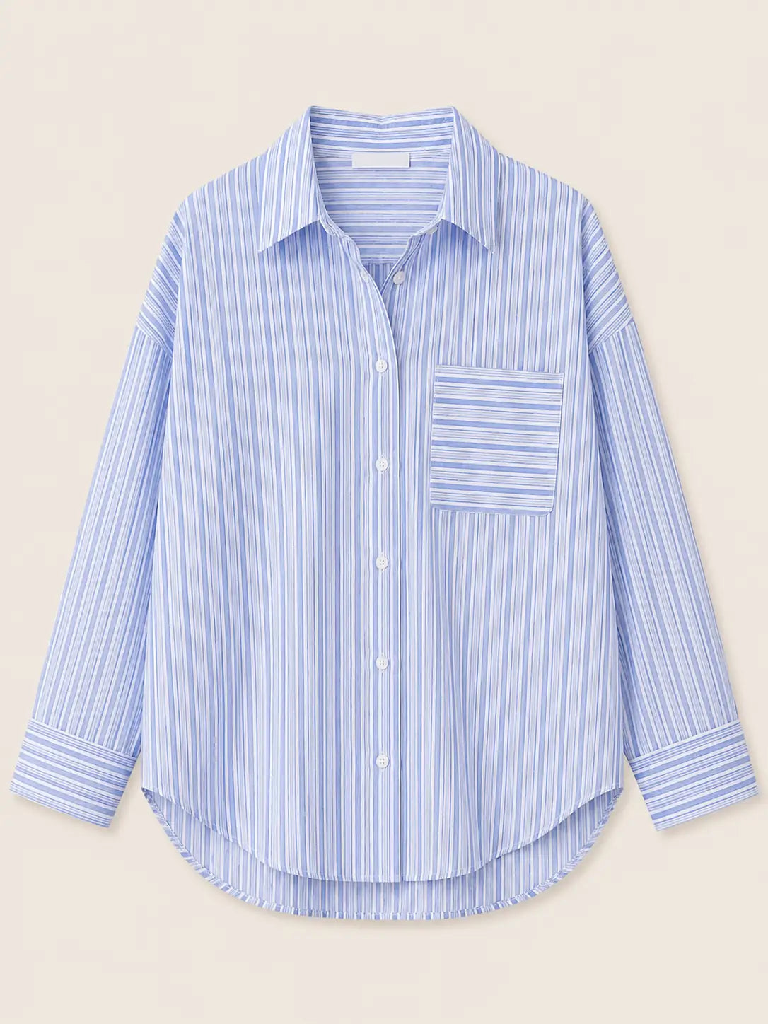 Blue Oversized Striped Shirt