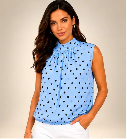Polka Dot Sleeveless Blouse