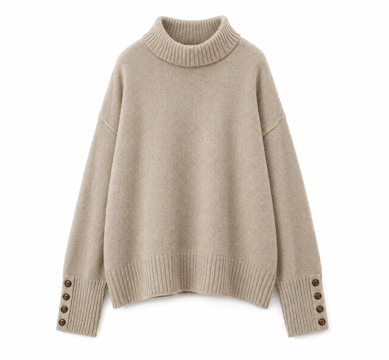 Beige Knit Sweater with Matching Scarf