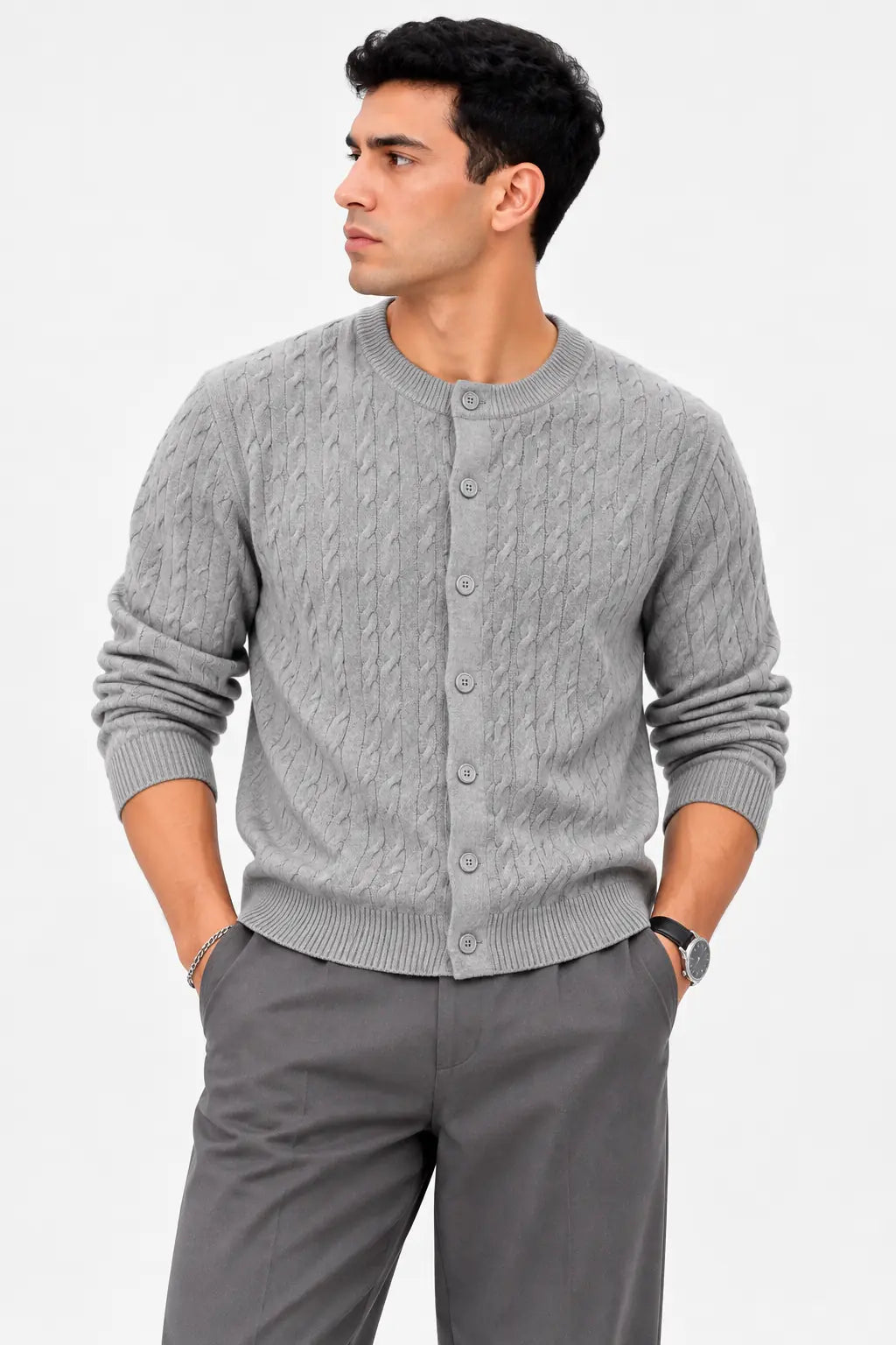 Cable Knit Button Cardigan