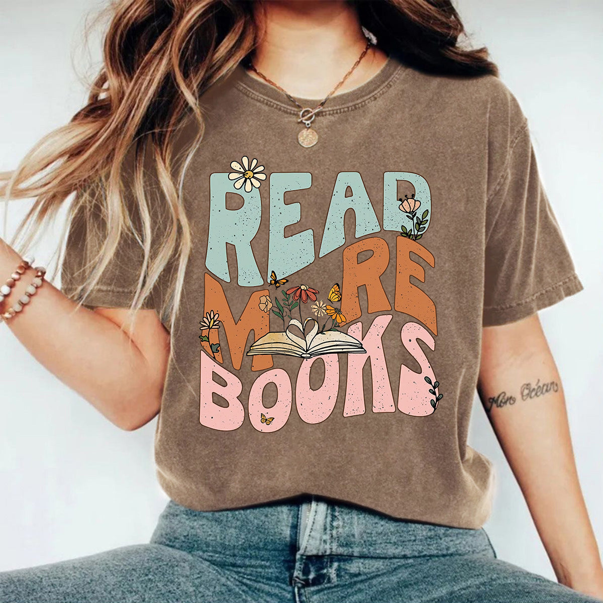 Acid Wash T-shirts with Read MRE BOOKS Printing