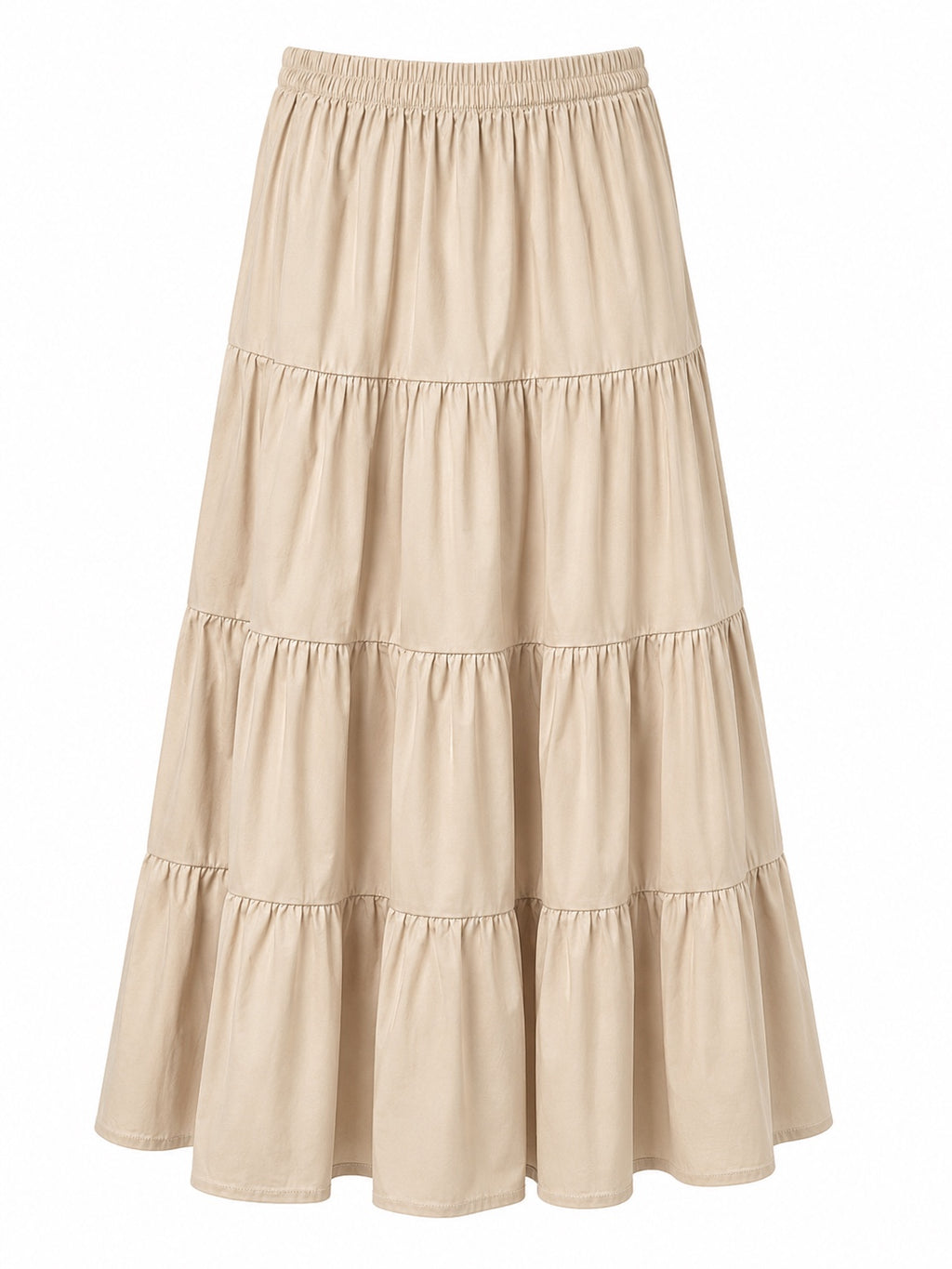 Beige Tiered Maxi Skirt