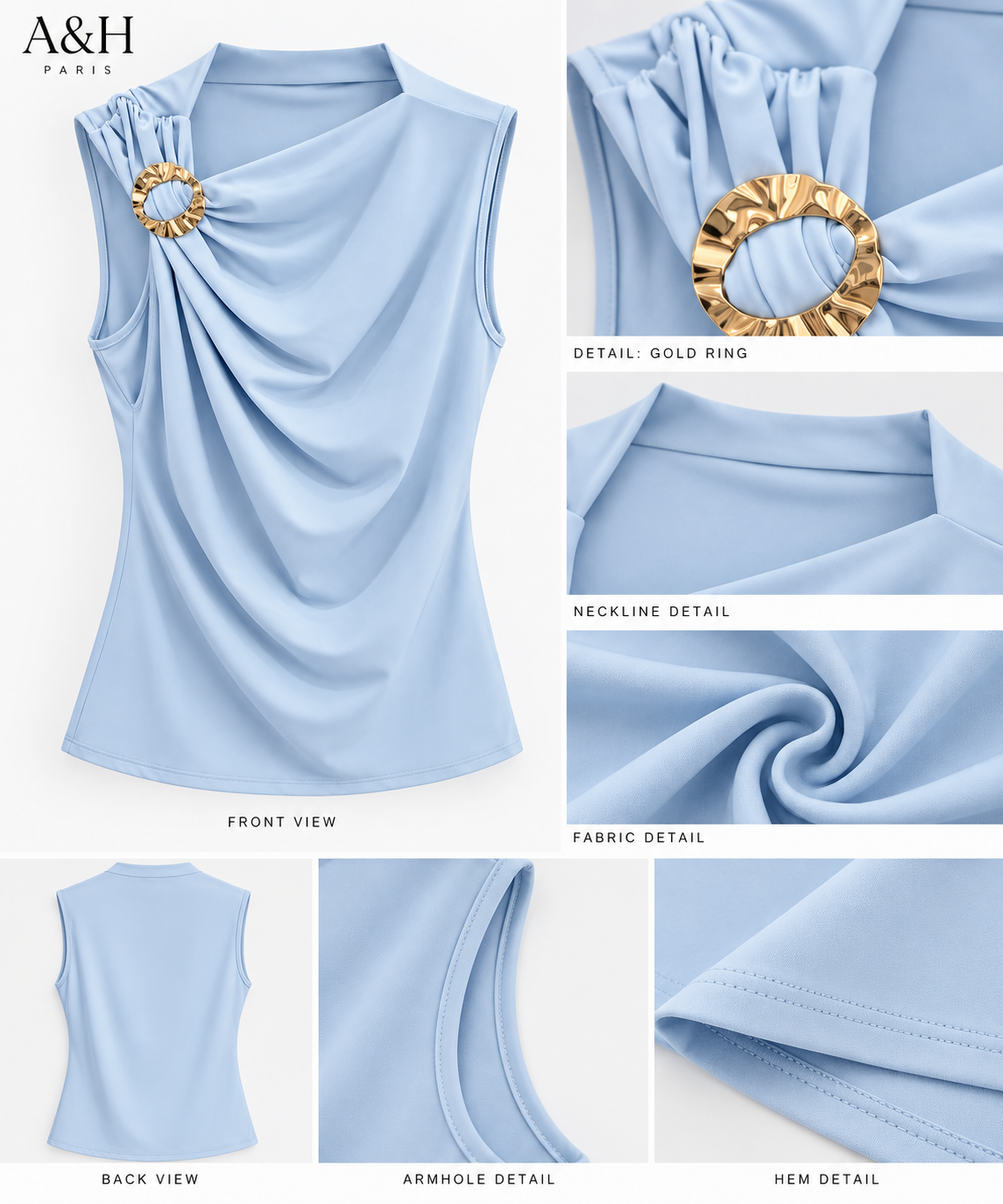 Celeste Draped Top-Blue