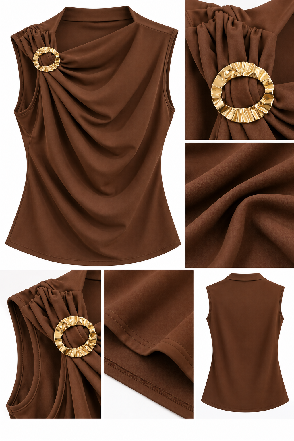Celeste Draped Top – Chocolate Brown