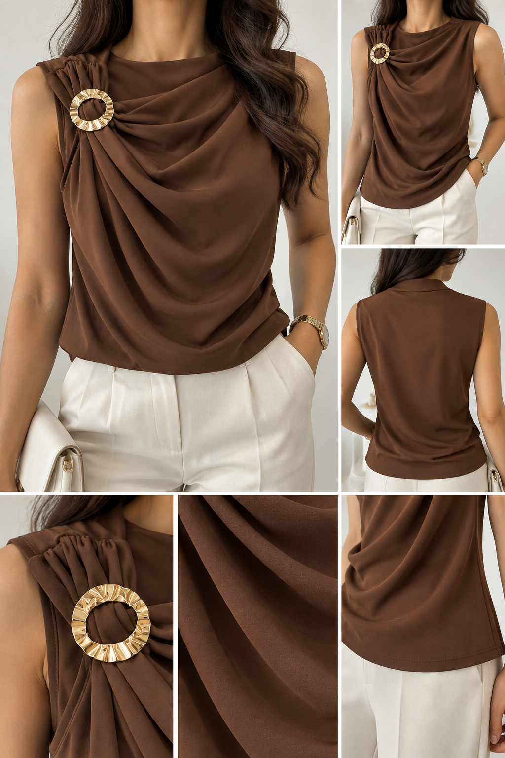 Celeste Draped Top – Chocolate Brown