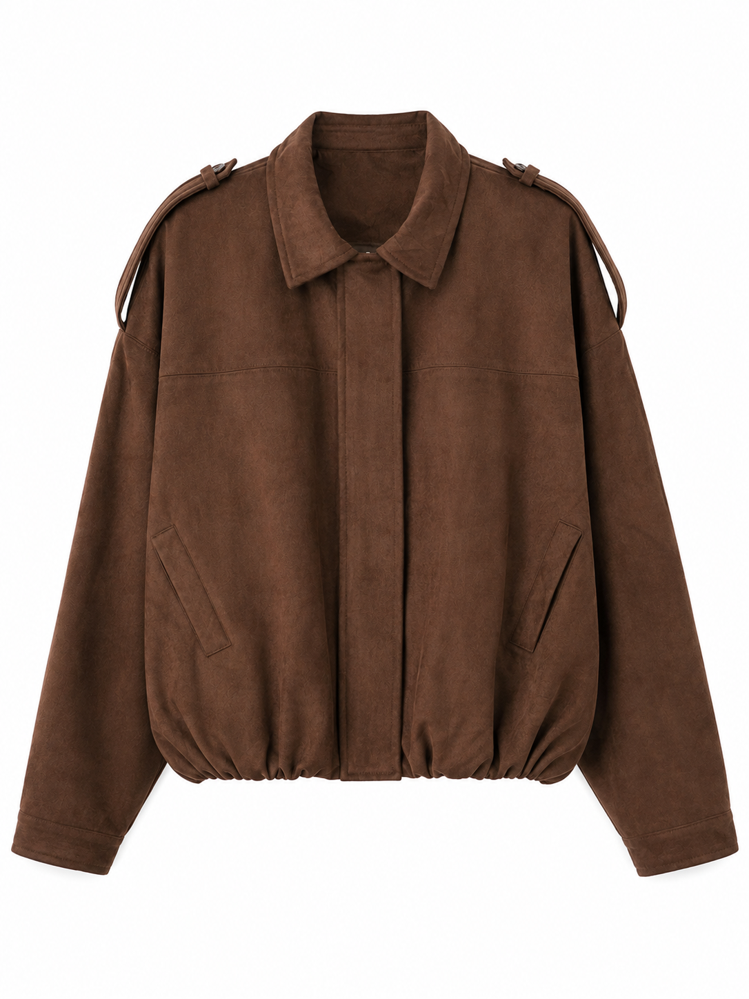 Brown Suede-Style Oversized Jacket
