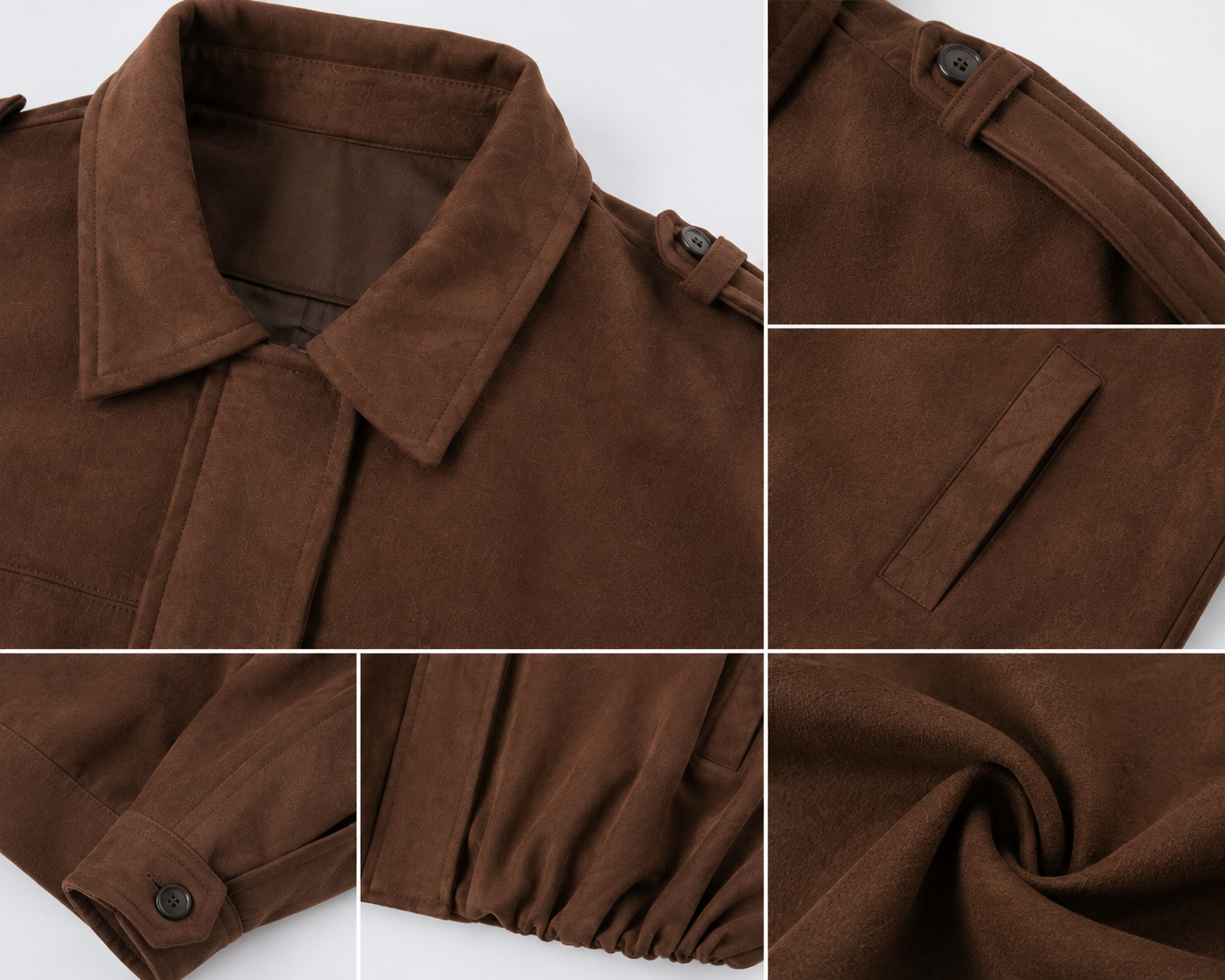 Brown Suede-Style Oversized Jacket