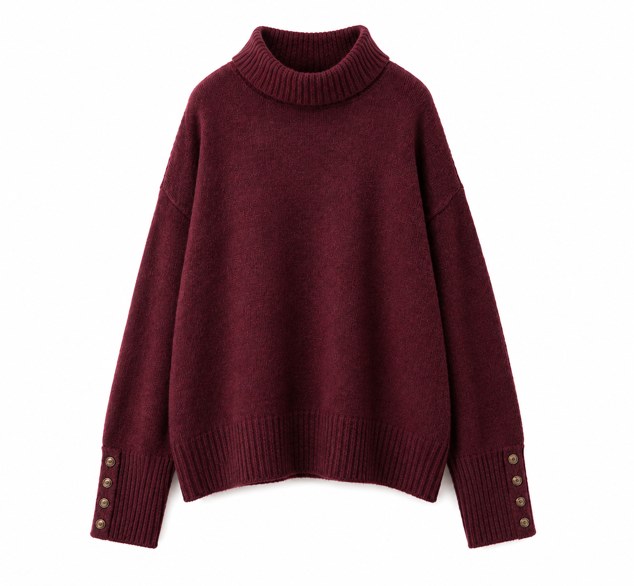 Pull en maille bordeaux avec écharpe assortie