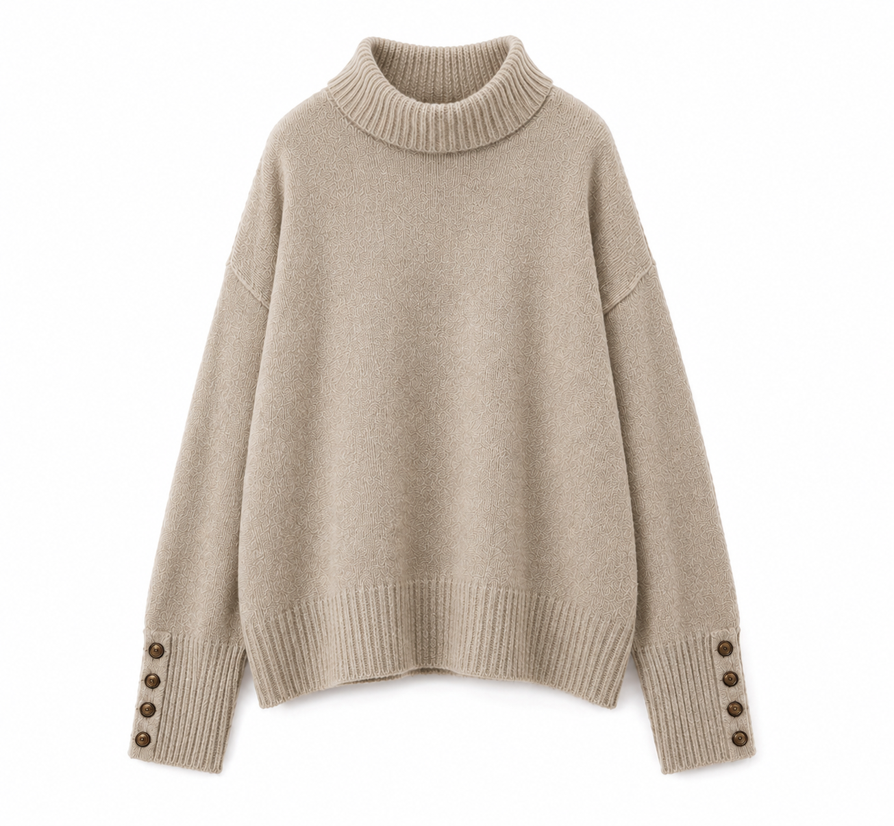 Beige Knit Sweater with Matching Scarf
