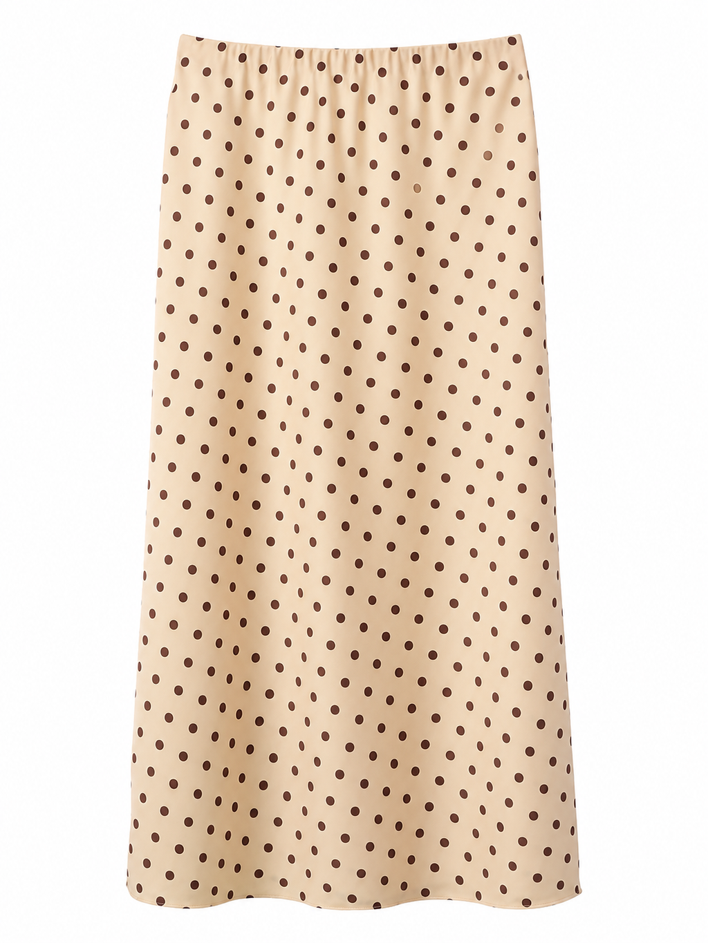 Women's Polka Dot Satin Midi Skirt – Beige & Brown