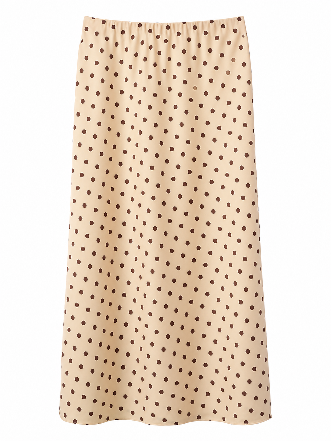 Jupe mi-longue satinée à pois pour femme – Beige et marron