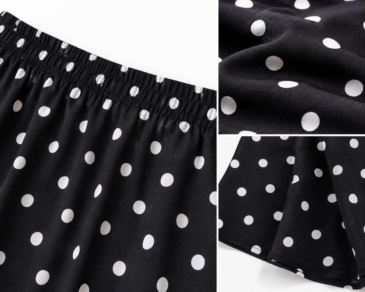 Jupe longue à pois pour femme – Noir et blanc