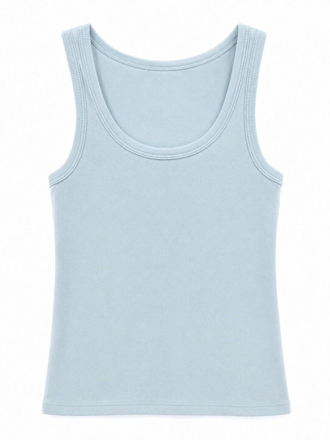 Débardeur côtelé doux en coton pour femme – Bleu ciel