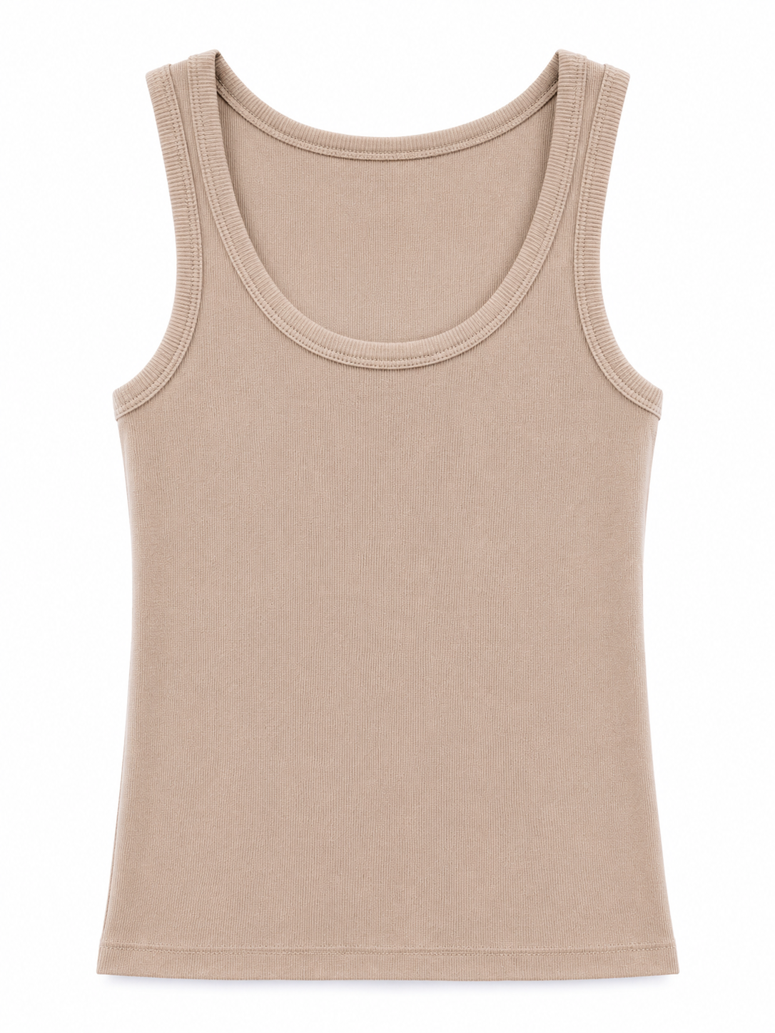 Geripptes Tanktop aus weicher Baumwolle für Damen – Beige