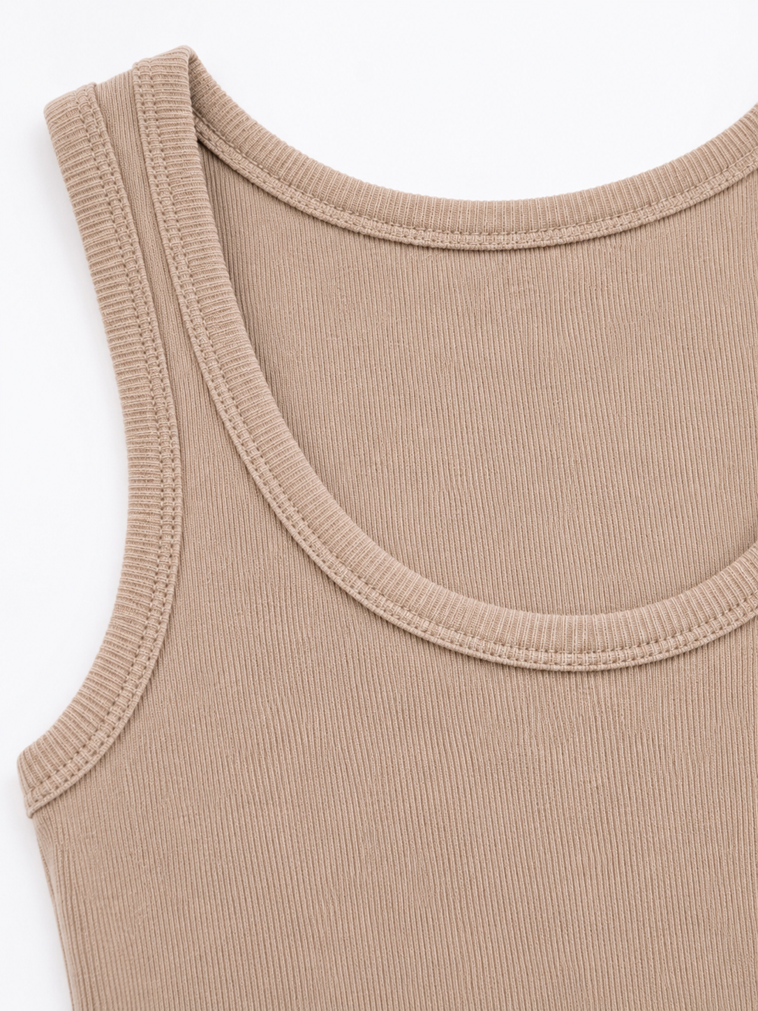 Geripptes Tanktop aus weicher Baumwolle für Damen – Beige