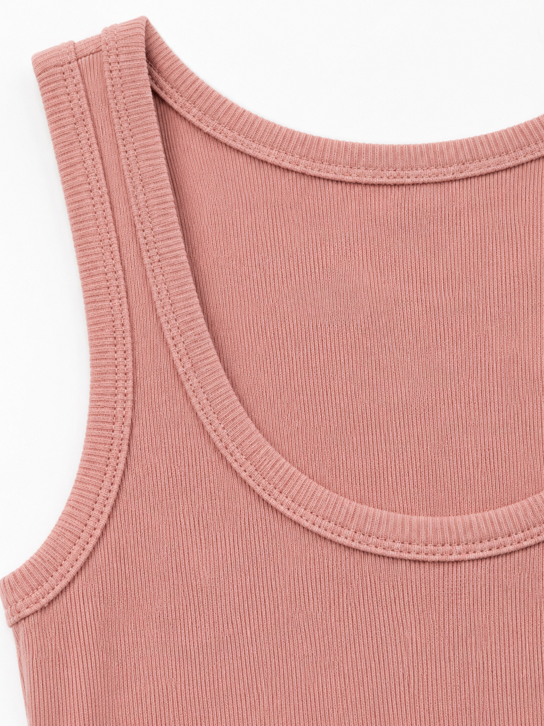 Damen Tanktop aus weichem Rippstrick-Baumwollgewebe – Dusty Pink