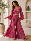 Bohemian Paisley Print Two-Piece Set – Pink
