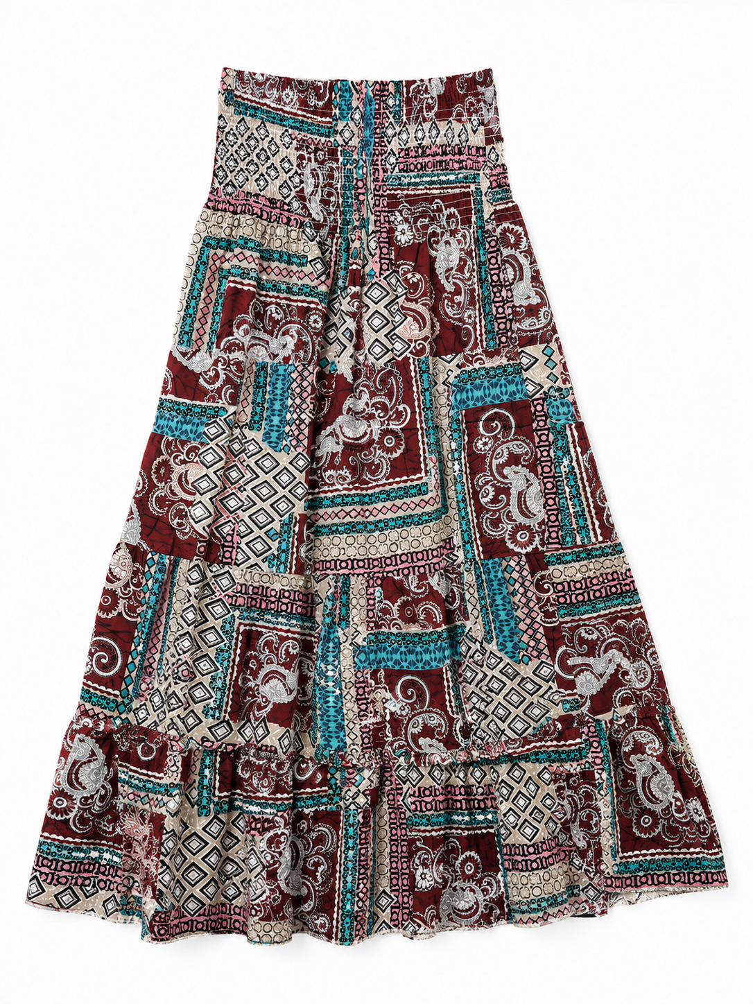 Jupe longue bohème imprimé patchwork