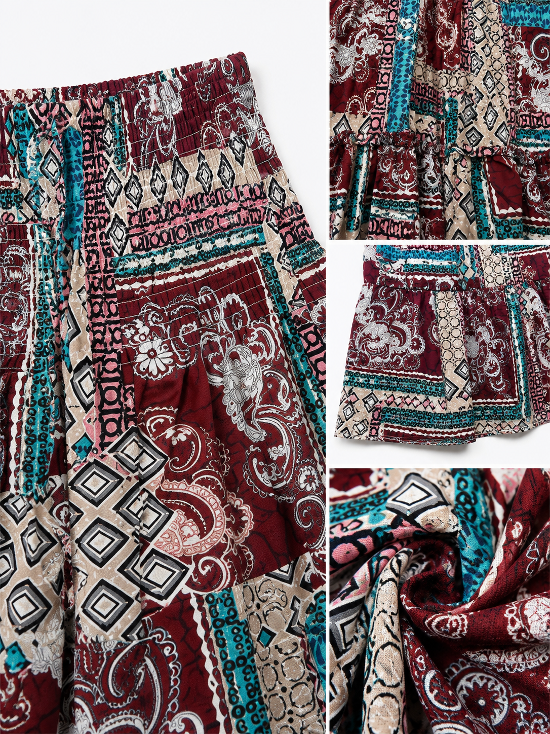 Jupe longue bohème imprimé patchwork