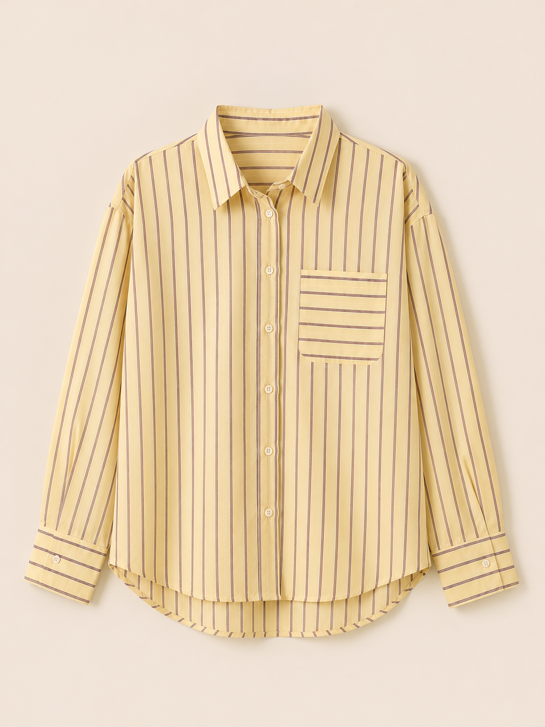 Chemise oversize en coton rayée – Jaune