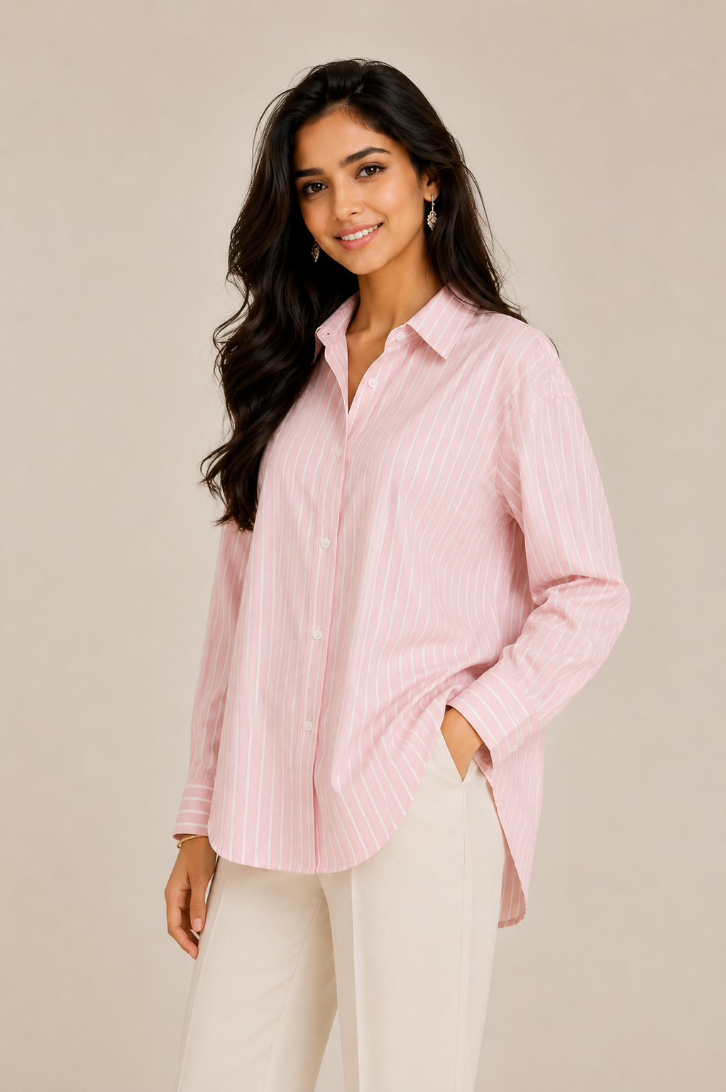 Pink Striped Oversized Shirt