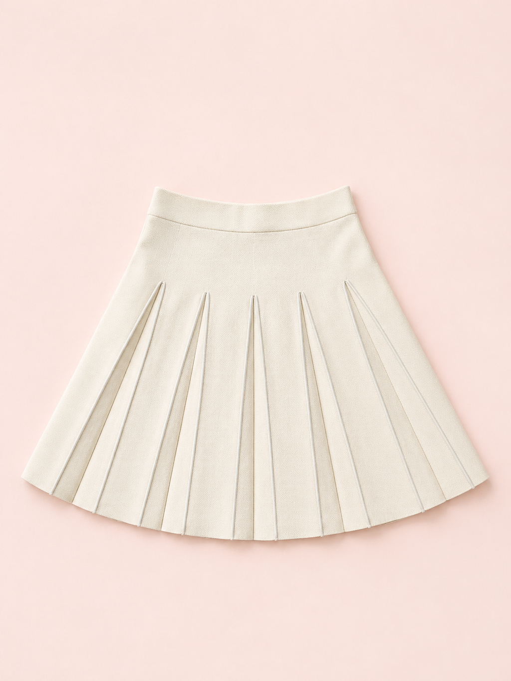 Ecru High-Waisted Pleated Skirt
