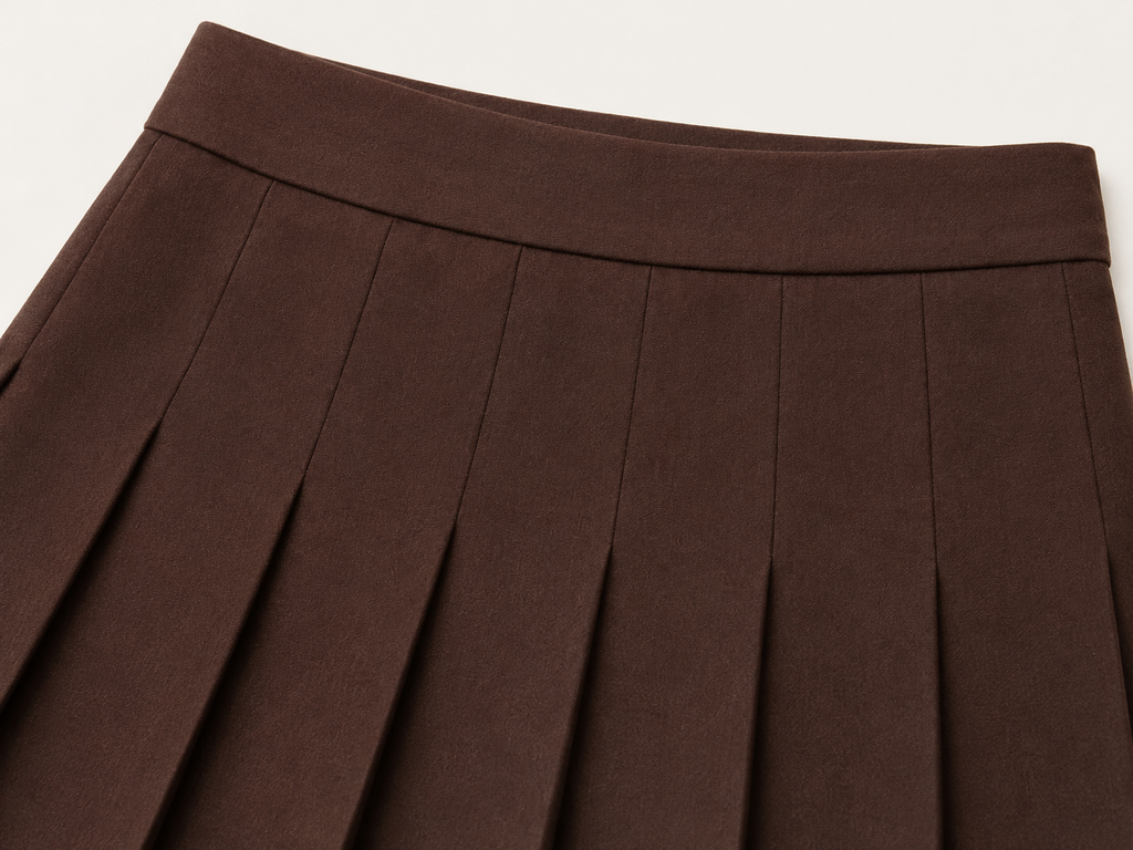 Chocolate Pleated High-Waisted Skirt