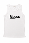 "Bisous" White Graphic Tank Top