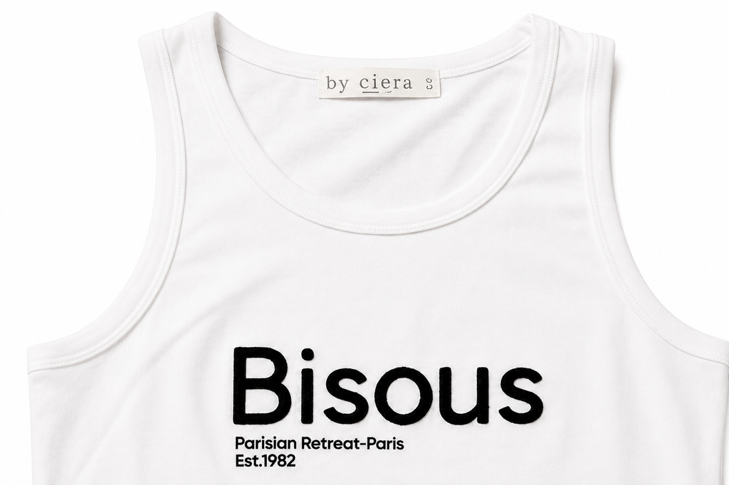 "Bisous" White Graphic Tank Top